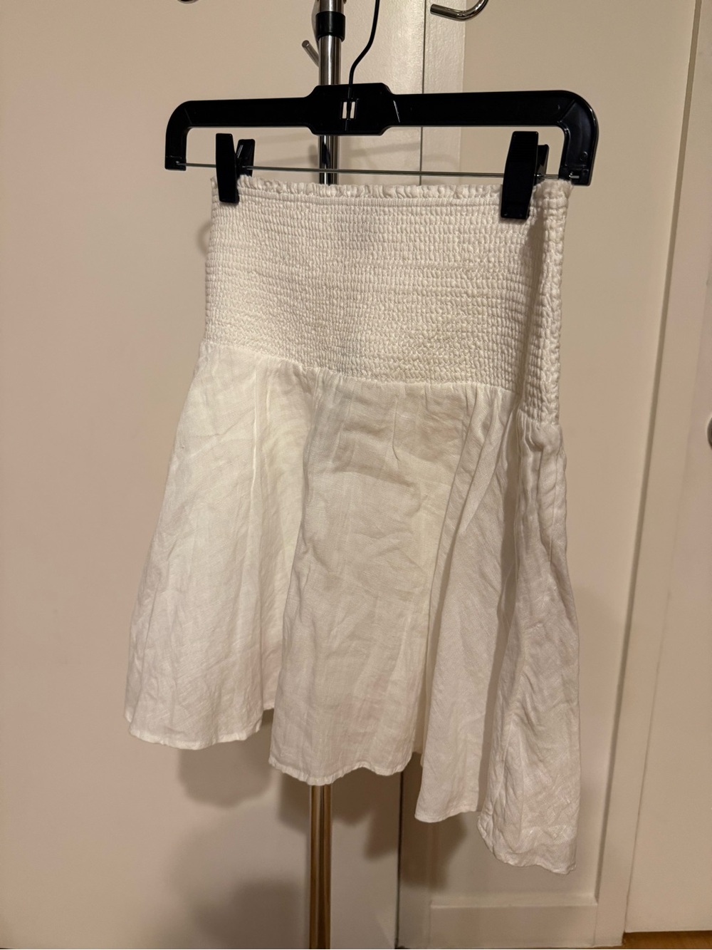 J. Crew White Smocked Waist Circle Skirt in Linen
